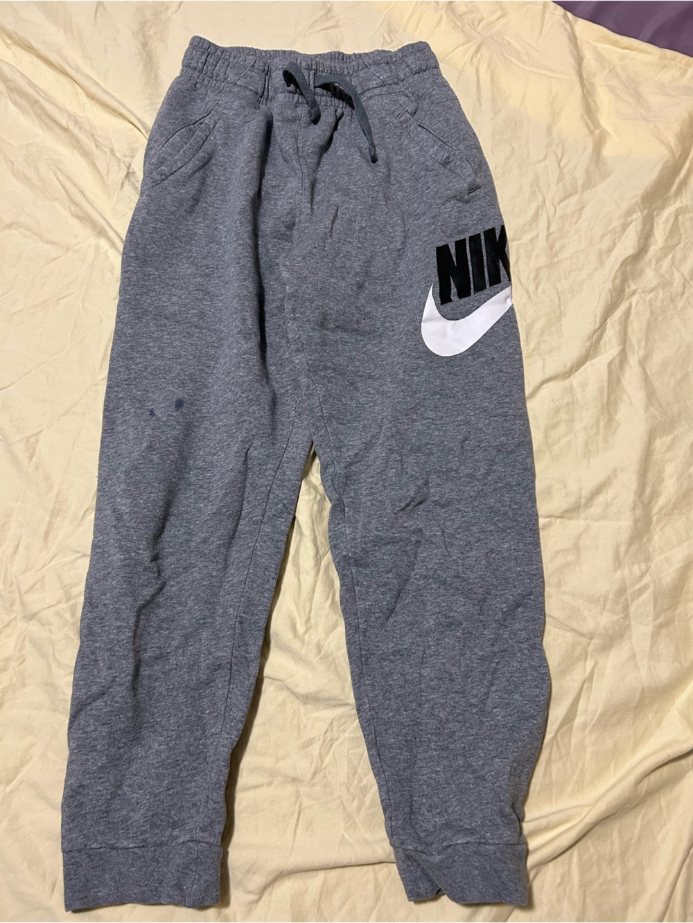 Nike Gray Kids Logo Joggers with White Swoosh
